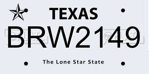 BRW2149 Texas License Plate