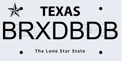 BRXDBDB Texas License Plate