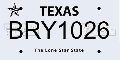 BRY1026 Texas License Plate