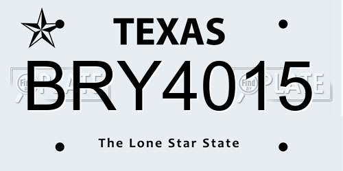 BRY4015 Texas License Plate