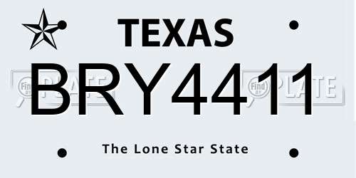 BRY4411 Texas License Plate