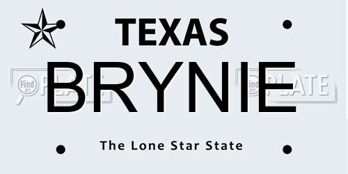 BRYNIE Texas License Plate
