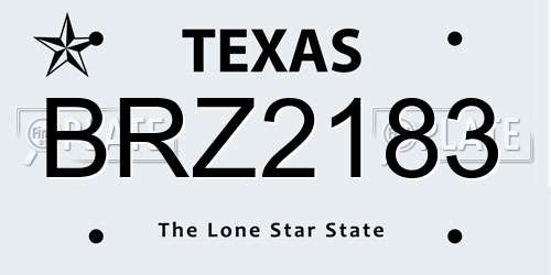 BRZ2183 Texas License Plate