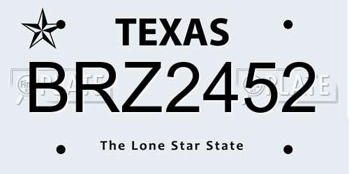 BRZ2452 Texas License Plate