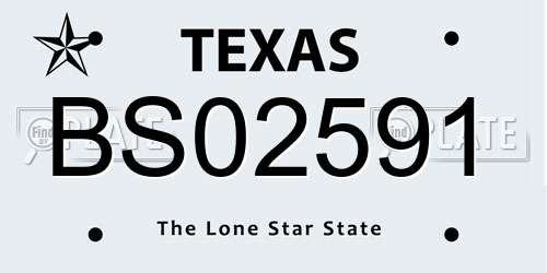 BS02591 Texas License Plate