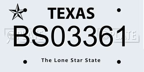 BS03361 Texas License Plate