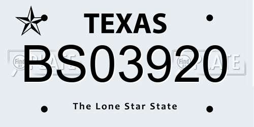 BS03920 Texas License Plate