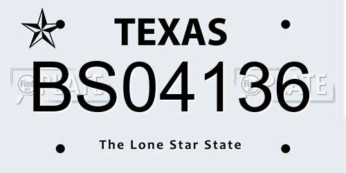 BS04136 Texas License Plate