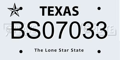 BS07033 Texas License Plate