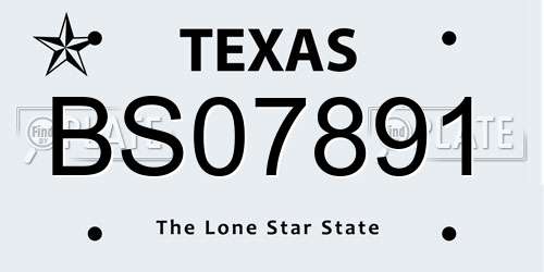 BS07891 Texas License Plate