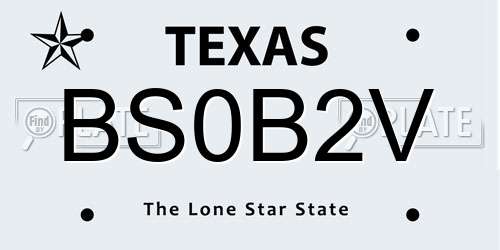 BS0B2V Texas License Plate