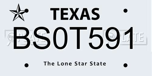 BS0T591 Texas License Plate