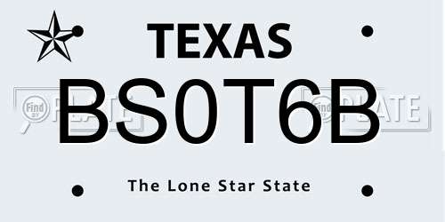 BS0T6B Texas License Plate