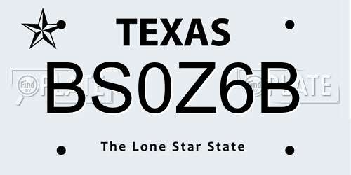 BS0Z6B Texas License Plate