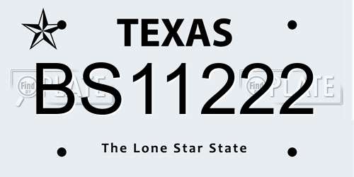 BS11222 Texas License Plate