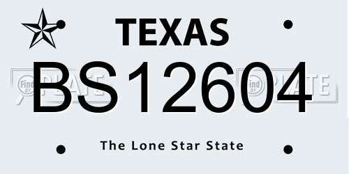 BS12604 Texas License Plate