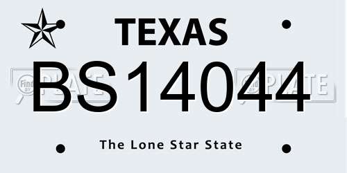 BS14044 Texas License Plate