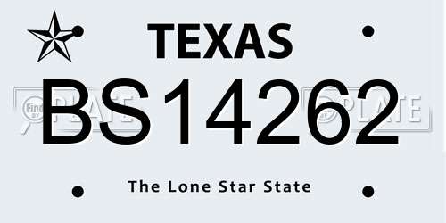 BS14262 Texas License Plate