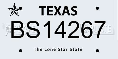 BS14267 Texas License Plate