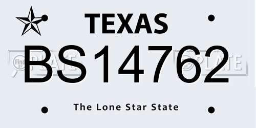 BS14762 Texas License Plate