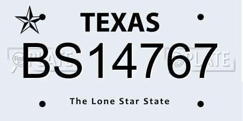 BS14767 Texas License Plate