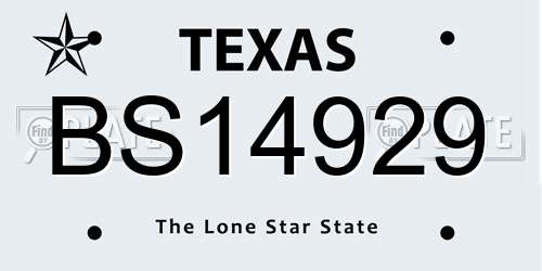 BS14929 Texas License Plate