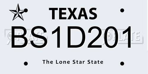 BS1D201 Texas License Plate