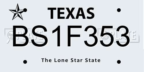 BS1F353 Texas License Plate