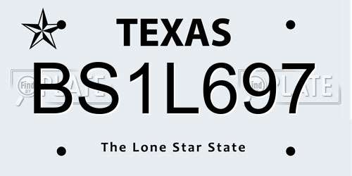 BS1L697 Texas License Plate
