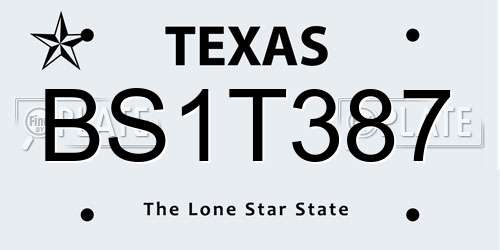 BS1T387 Texas License Plate