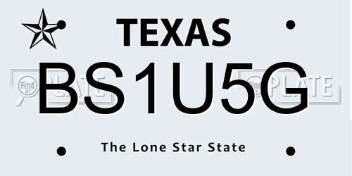 BS1U5G Texas License Plate