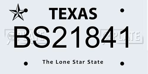 BS21841 Texas License Plate