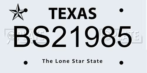 BS21985 Texas License Plate
