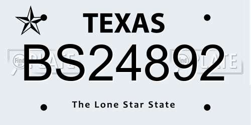 BS24892 Texas License Plate