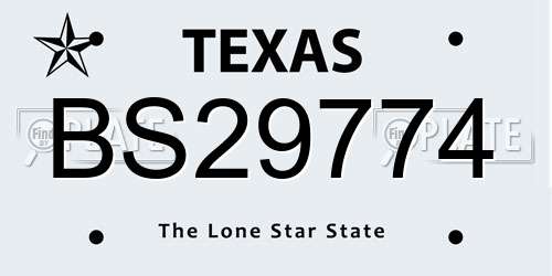BS29774 Texas License Plate