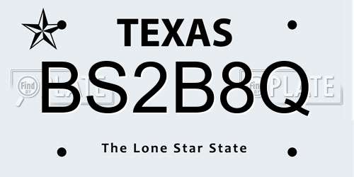 BS2B8Q Texas License Plate