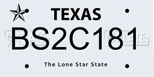 BS2C181 Texas License Plate