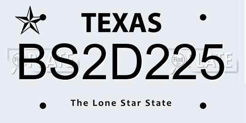 BS2D225 Texas License Plate