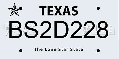 BS2D228 Texas License Plate