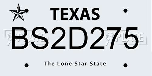 BS2D275 Texas License Plate