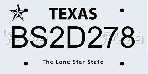 BS2D278 Texas License Plate