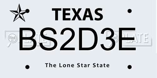 BS2D3E Texas License Plate