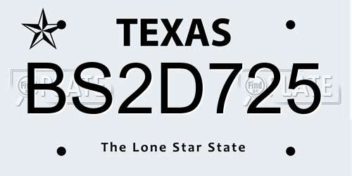 BS2D725 Texas License Plate
