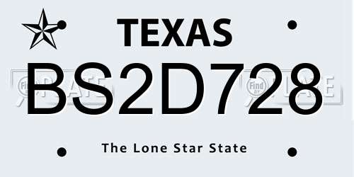 BS2D728 Texas License Plate