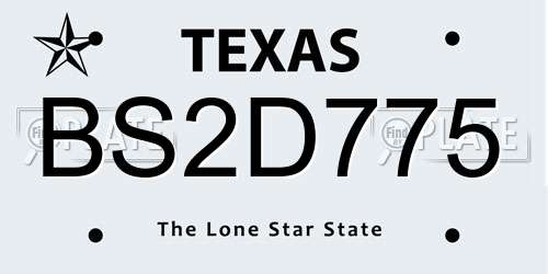 BS2D775 Texas License Plate