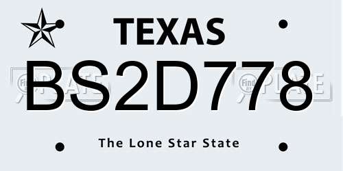 BS2D778 Texas License Plate