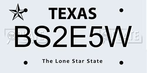 BS2E5W Texas License Plate