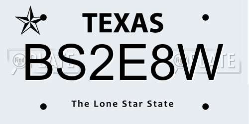 BS2E8W Texas License Plate