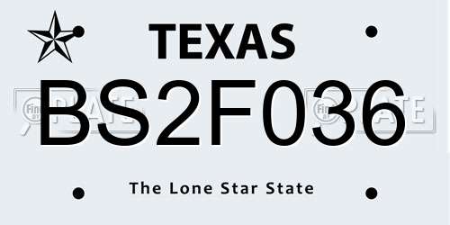 BS2F036 Texas License Plate