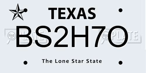 BS2H7O Texas License Plate